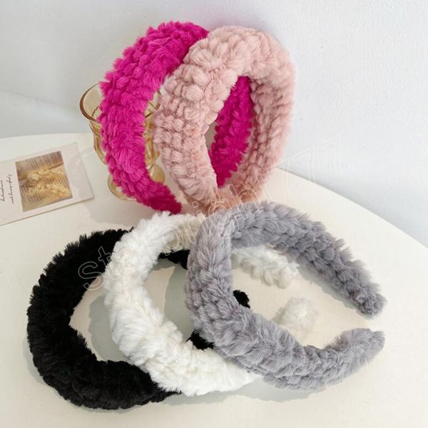 fashion women's hair accessories warm fluffy headband soft winter turban headwear hairband wholesale, Slivery;white